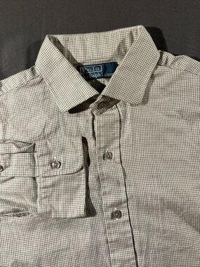 Vintage Polo Ralph Lauren Men's Shirt Grey Check Size M | Preppy 90s Old Money